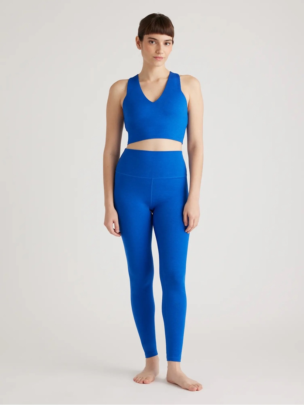 Quince Ultra Soft Workout Set Size Small Heather Cobalt Legging Tank Yoga Blue